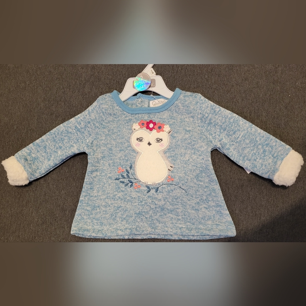 Infant two piece set, Quiltex, size 3/6 months, blue, new with tags
